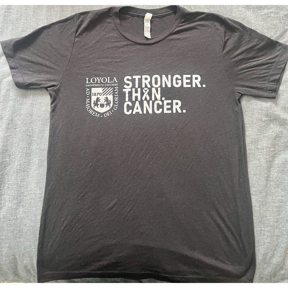 Loyola University Chicago Stronger Than Cancer Shirt Bella Canvas Black Medium